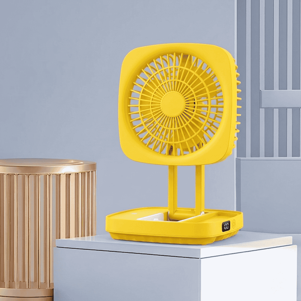 Rechargeable Soft Light Desktop Silent Foldable Electric Table Fan (JK-F666)Yellow